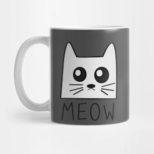 White Cat Meow Mug